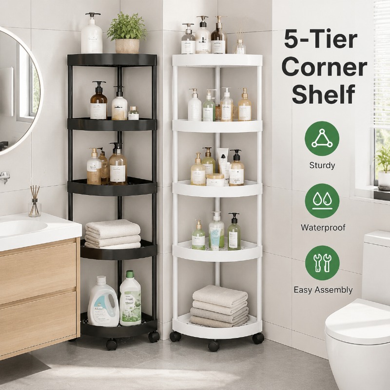 Kitchen Gadgets Needed - Modern 5‑Tier Corner Storage Shelf Multifunctional