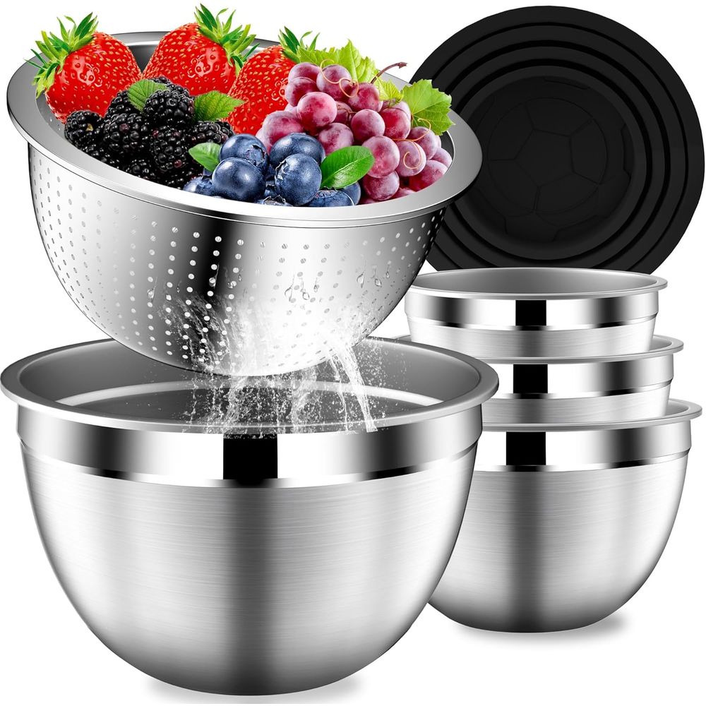 Mixing Bowls with Lids Set, St - Stainless Steel Strainer ulasan dan harga