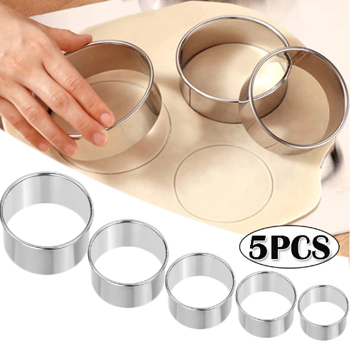 5PCS Round Stainless Steel Bis - Kitchen Gadgets Cutting Tools ulasan dan harga